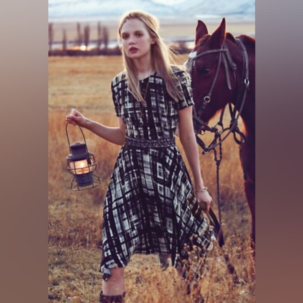 Anthropologie Corey Lynn Calter Painted Plaid Dress